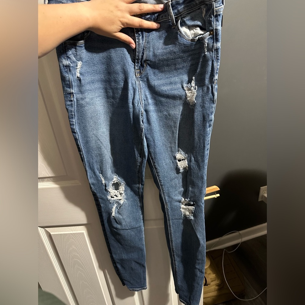 Distressed Blue Jeans